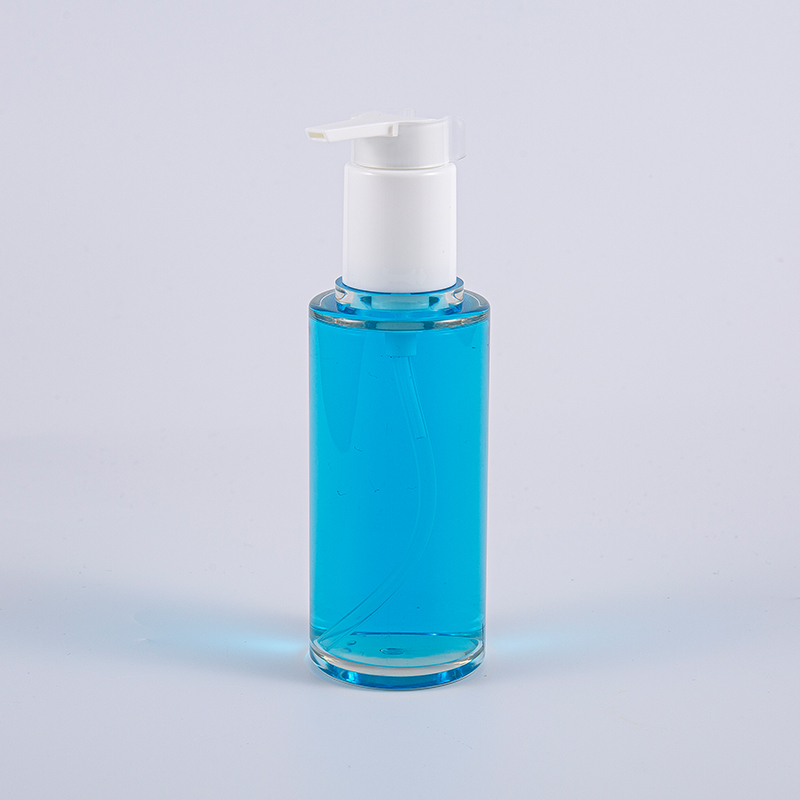 白いプラスチック ポンプが付いている明確な PETG 100ml の円形のローション ボトル 白いプラスチック ポンプが付いている明確な PETG 100ml の円形のローション ボトル