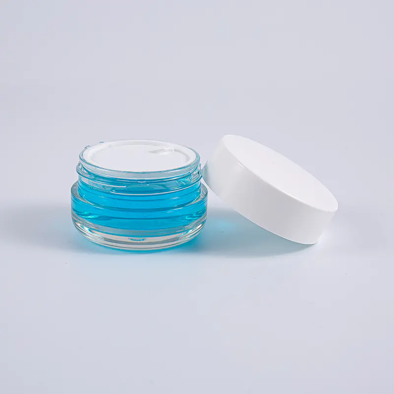 白いねじ蓋が付いている透明な円形のPETG 50gの厚い壁のクリーム瓶