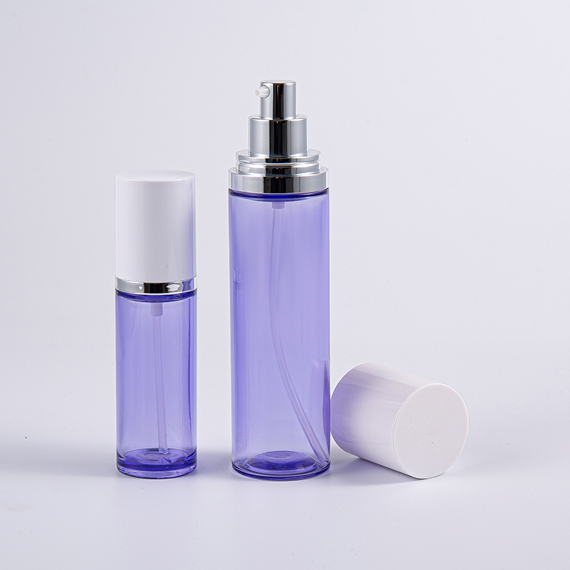 アルミニウム ポンプが付いている紫色 100ml の円形の血清ローションのびん アルミニウム ポンプが付いている紫色 100ml の円形の血清ローションのびん