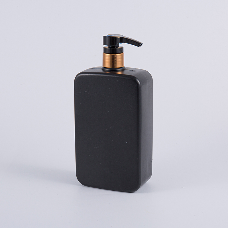 ソリッドブラックカラースクエア1000ml PEシャンプーポンプクレンジングボトル