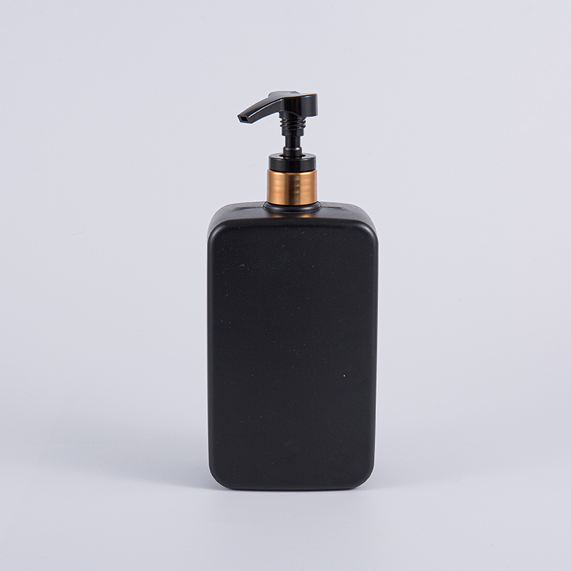 ソリッドブラックカラースクエア1000ml PEシャンプーポンプクレンジングボトル